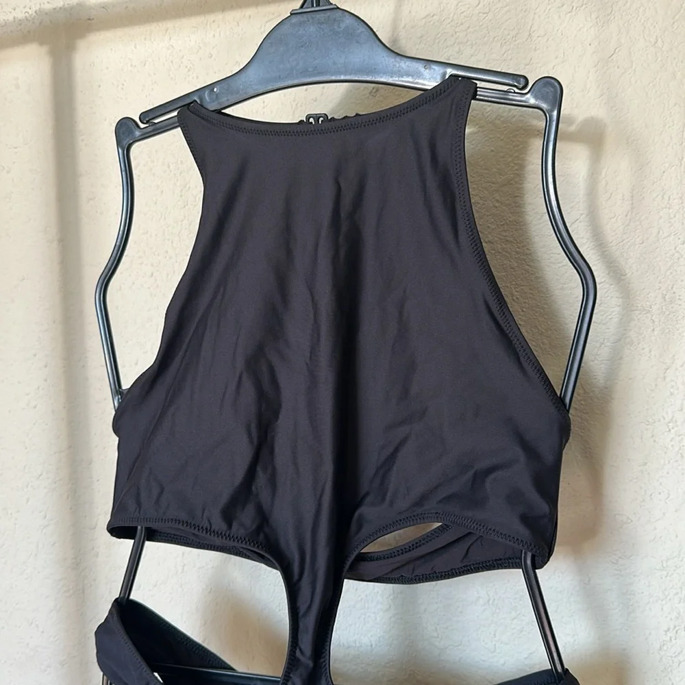 Skims Recycled Swim Halter Monokini OP-BRF-4838 Black Size L‎ Onyx black NWT